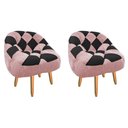 Ver imagem 1 de Kit 02 Poltrona Paloma Escritório Sala Pé Palito Suede Rosa Bebê e Suede Preto - Dominic Decor