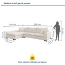Ver imagem 3 de Sofá de Canto 6 Lugares com Chaise Modulado 280cm com Base em Madeira Maciça Dominique