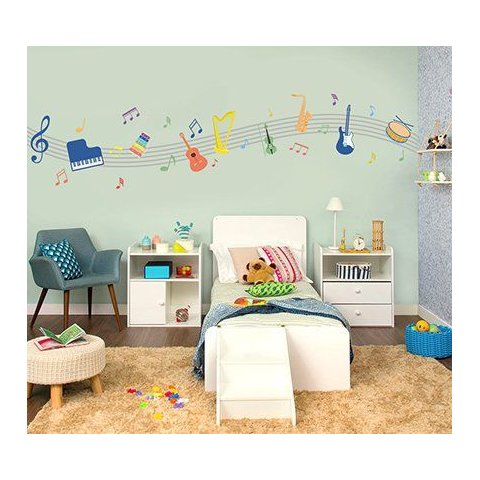 Adesivo de Parede Infantil Instrumentos Coloridos - Música Adesivos Primeiro Quarto