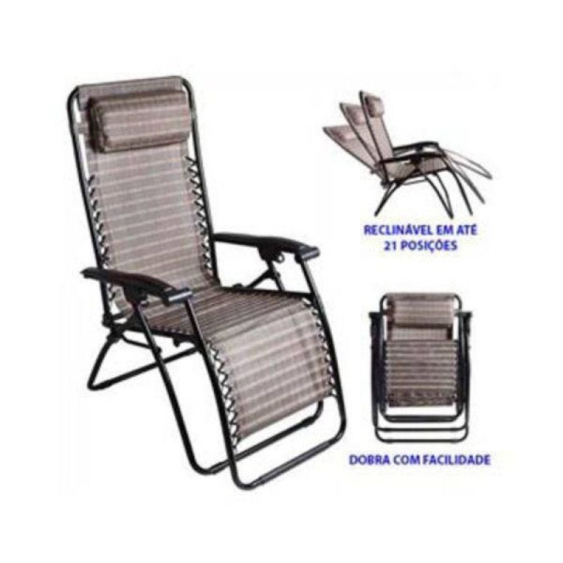 Cadeira Reclinável Trançada Preta 21 Posições Ref 9147Mor - 1