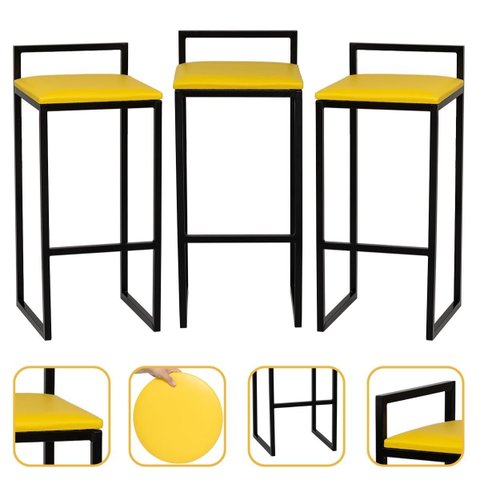 Kit 3 Banqueta Quadrada Preta para Balcão Ilha Cozinha Gourmet Bancada Piscina Bares Àrea de Lazer