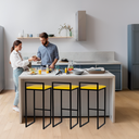 Ver imagem 6 de Kit 3 Banqueta Quadrada Preta para Balcão Ilha Cozinha Gourmet Bancada Piscina Bares Àrea de Lazer