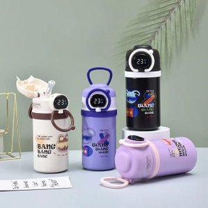 Copo Térmico Infantil com Visor Inteligente de Temperatura:roxo