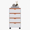 Ver imagem 3 de Mesa de Apoio para Quarto Quatro Gavetas Movlar Mdp - Mod.0701:branco/nature