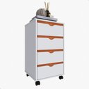 Ver imagem 2 de Mesa de Apoio para Quarto Quatro Gavetas Movlar Mdp - Mod.0701:branco/nature