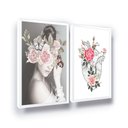Ver imagem 2 de Quadros Decorativos Mulher Flores Borboleta Coração Moldura