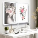 Ver imagem 1 de Quadros Decorativos Mulher Flores Borboleta Coração Moldura
