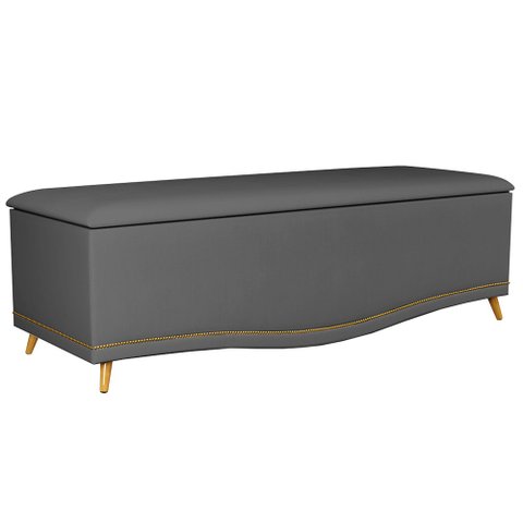 Calçadeira Baú Queen 160cm Imperial J02 Suede Chumbo - Mpozenato