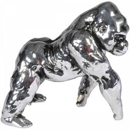 escultura macaco KINSHASA resina prata 12cm Ilunato XD0012 - 1