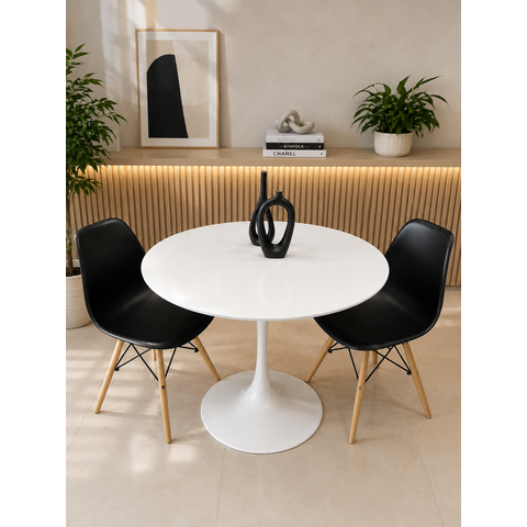 Mesa de Jantar Tulipa Saarinen Redonda 80cm Laca Branca