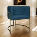 Ver imagem 2 de Poltrona Decorativa para Sala Recepção Luna Suede Base Ferro Champagne