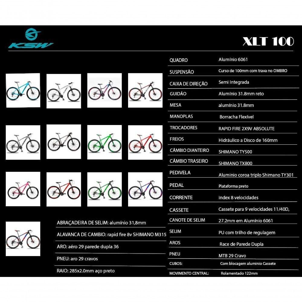 Bicicleta Aro 29 Ksw 24v Shimano Tx800 Hidráulica Trava e K7 - Vermelho-preto - 21" Vermelho-preto - 2