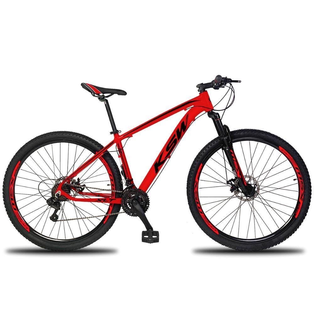 Bicicleta Aro 29 Ksw 24v Shimano Tx800 Hidráulica Trava e K7 - Vermelho-preto - 21" Vermelho-preto - 1