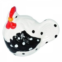 escultura galinha FOFOLETE 8cm cerâmica branca Ilunato XD0136 - 1