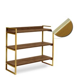 Estante Pequena Em Aço 3 Prateleiras 90 cm Imbuia Dourado Ezreal Shop JM - 3