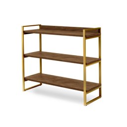 Estante Pequena Em Aço 3 Prateleiras 90 cm Imbuia Dourado Ezreal Shop JM - 2