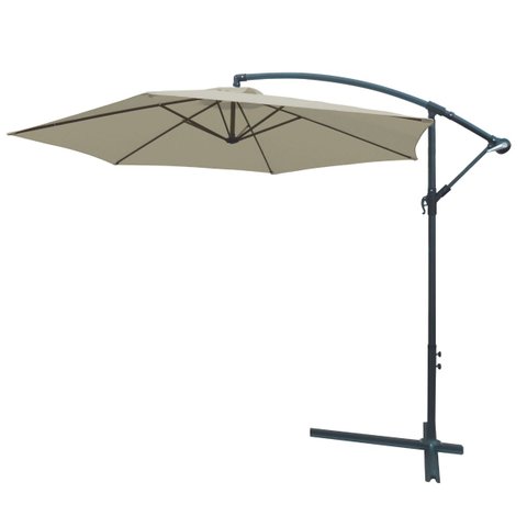 Ombrelone Lateral Articulado Alumínio 3,5m Grande Praia Piscina Jardim com Base Importway Iwobl-350 