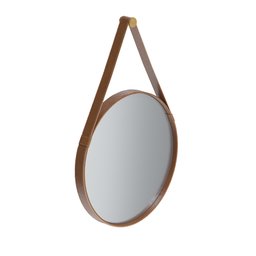 Espelho Redondo Aqua com Alça Couro Marrom 80cm - 3
