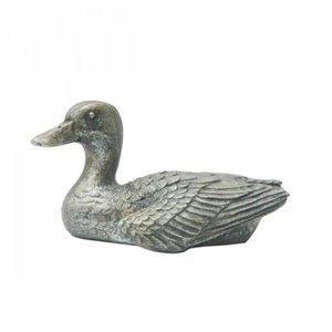 escultura pato REND resina prata 11cm Ilunato NA0475