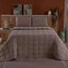 Kit Cobre Leito Colcha Minimal Casal 3 Peças Malha 100% Algodão Bege - 1