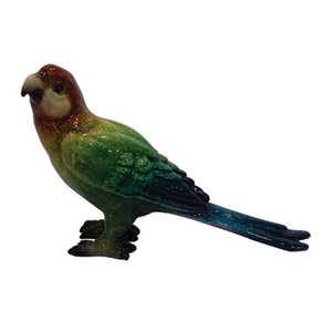 escultura pássaro PERIQUITO cerâmica verde 15cm Ilunato KY0032