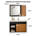 Ver imagem 4 de Kit de Banheiro Gabinete com Cuba + Espelheira Suspensa com Espelho Cannes:Preto/Ripado