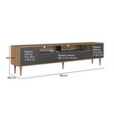 Ver imagem 3 de Rack Sala com Led 200cm X 51cm 2 Gavetas Portas e Pés Palito Cor:mel com Grafite