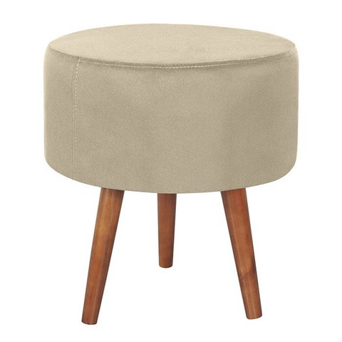 Puff Puf Redondo Pes Palito 44x40cm Suede Bege MPassos