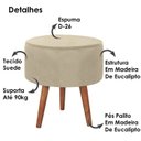 Ver imagem 3 de Puff Puf Redondo Pes Palito 44x40cm Suede Bege MPassos