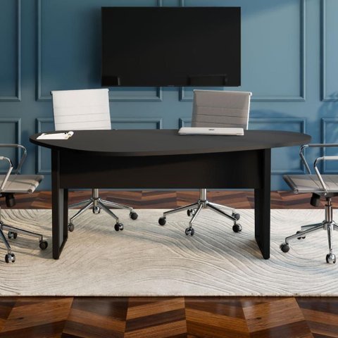 Mesa para Reunião Mesa Orgânica MDF-MDP 183cm Preto F5 Office