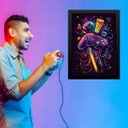 Ver imagem 1 de Quadro Quarto Adolescente Gamer 24x18cm - com Vidro:moldura Branca
