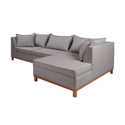 Sofá Malta com Chaise Linho Fixo Império Estofados - 4