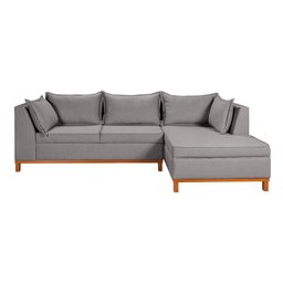 Sofá Malta com Chaise Linho Fixo Império Estofados - 2