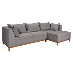 Sofá Malta com Chaise Linho Fixo Império Estofados - 3