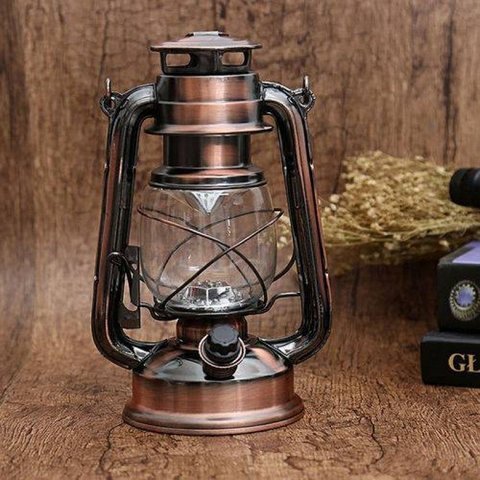 Luminária de Led Lampião Antigo Retro - 29 Cm Luz Amarela