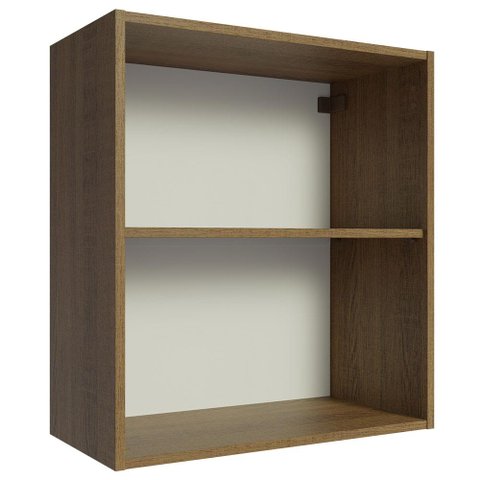 Armário Aéreo 60 Cm com 2 Nichos Abertos para Cozinha Madesa Lux, Glamy, Agata, Stella - Rustic