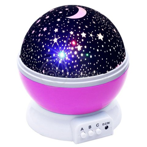 Luminária Projetor Abajur Estrelas Galáxia Universo Céu Criança Rotativa 360 - Rosa