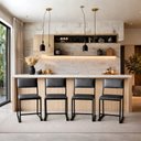 Ver imagem 1 de Kit 4 Cadeira Empilhável Preta Assento e Encosto Estofado Preto