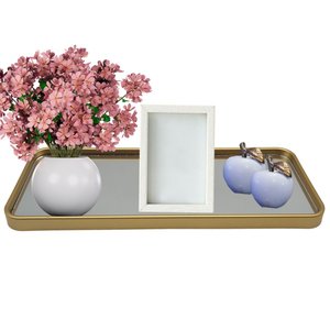 Bandeja Decorativa de Vidro Multiuso Retangular - Dourado