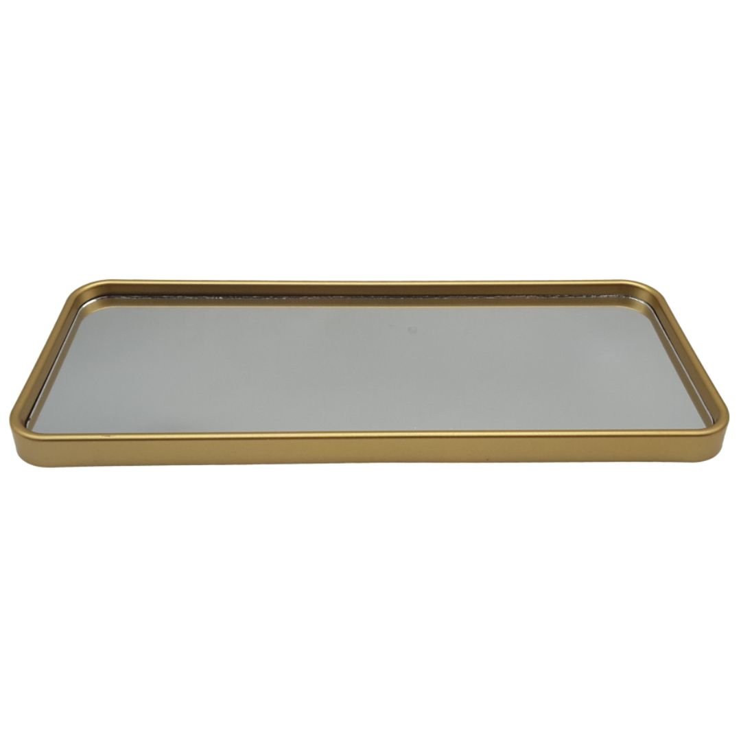 Bandeja Decorativa de Vidro Multiuso Retangular - Dourado - 2