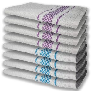 8 Panos de Prato Atoalhado Felpudo Premium 4 Azul 4 Roxo