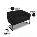 Ver imagem 3 de Sofá Namoradeira e 2 Poltronas Base Industrial Preto Stella Linho D03 - D'Rossi Cor A79 Preto