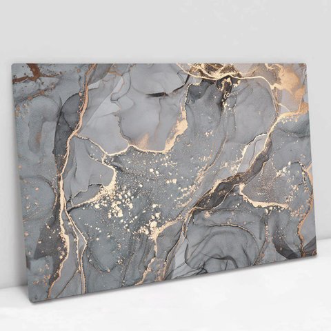 Quadro Decorativo em Canvas Abstrato Mármore Cinza Perolado