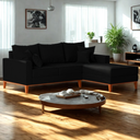 Ver imagem 2 de Sofá 3 Lugares Beny com Chaise Direito Corino Preto
