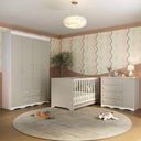 Ver imagem 1 de Quarto de Bebê Completo com Berço Americano 3 em 1 Realeza Multimóveis Mp4583 Branco/off White