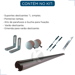 Kit Varão Trilho Suisso Deslizante Wave 28mm 2,50m - Aço Escovado - 11