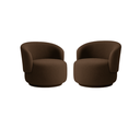 Ver imagem 3 de Kit 02 Poltronas + Namoradeira Decorativa Sala Orgânica Beatriz Boucle Marrom - Montanaris Decor