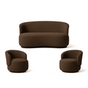 Ver imagem 1 de Kit 02 Poltronas + Namoradeira Decorativa Sala Orgânica Beatriz Boucle Marrom - Montanaris Decor