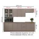 Ver imagem 3 de Cozinha Armário 6 Peças Balcão Pia sem Tampo 270 cm Unna Gris Poliman