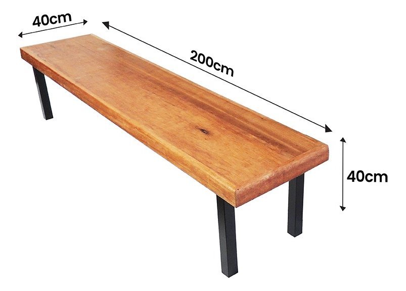 Banco Industrial Dallas Madeira Maciça 2,00m Ferragem Preta - 4